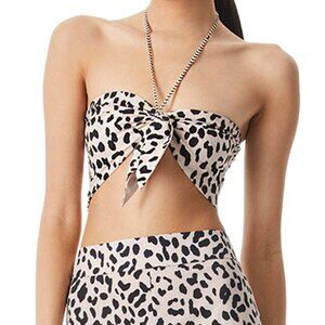 ALICE + OLIVIA Livia Halter Top In Leopard Size